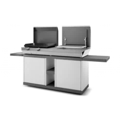 Combi Plancha 60 Gril 60 Acier Noir & Gris Sur Chariot